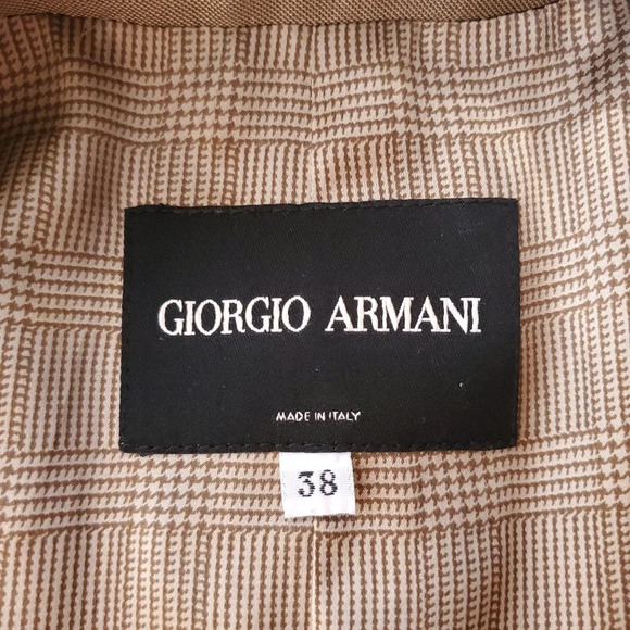 Giorgio Armani Wool Silk Blazer Womens Size 38 Beige Tan Lined Jacket 2 Button - Picture 3 of 16